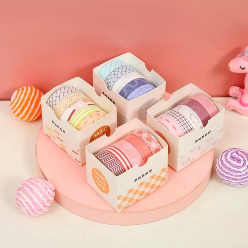 

Washi Tape Dekorasi Pastel Warna Motif 5 pcs @ 2meter