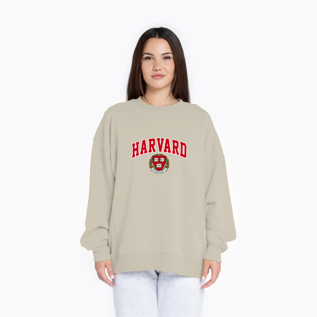 HARVARD LOGO SWEATER SWITER CREWNECK OVERSIZE PRIA WANITA Size M-XXL