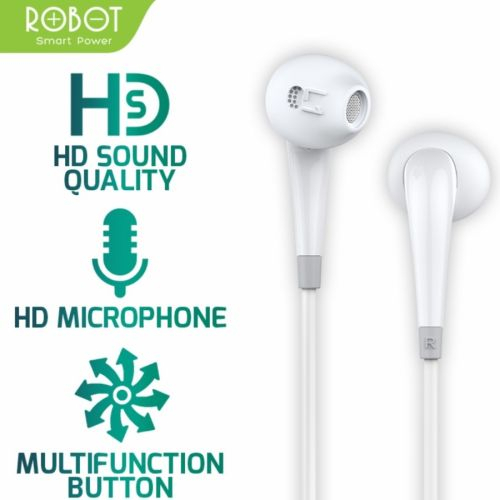 Robot RE701 In-ear Headset Earphone High Definition Sound Bass - Putih