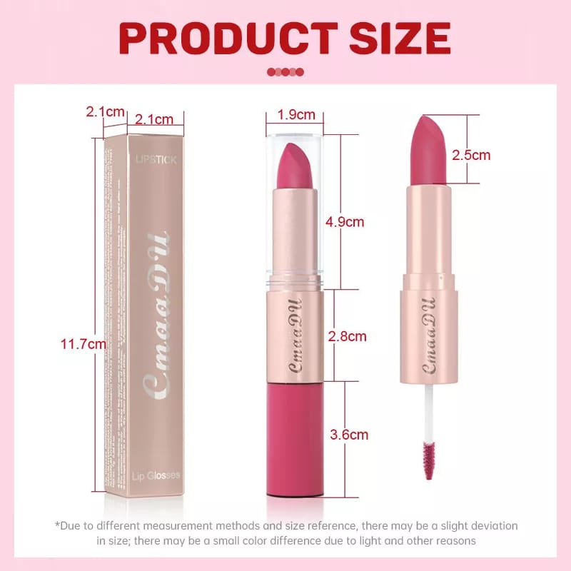 CMAADU Lipstik Liquid 2 in 1 Double Matte 12 Warna Waterproof Long Lasting Lipstick/ Velvet Matte Lipgloss Kepala Ganda Lipstick Matte