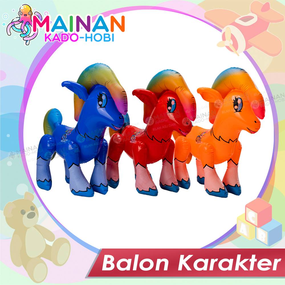 HADIAH ULANG TAHUN MAINAN ANAK BOLA BALON FOIL 3 DIMENSI KARAKTER UNICORN KUDA PONY