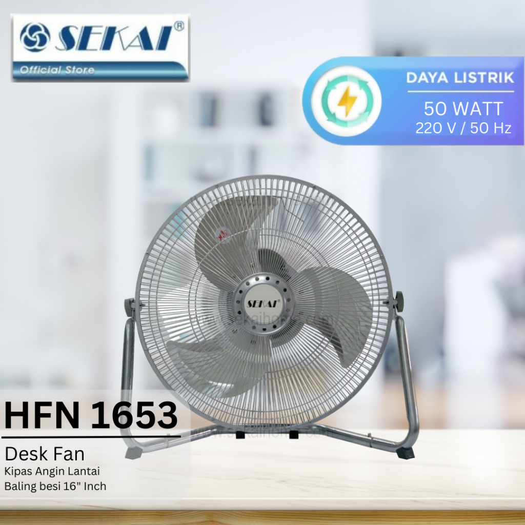 SEKAI HFN 1653 Kipas Angin Meja Tornado 16&quot; Inch Baling Alumunium