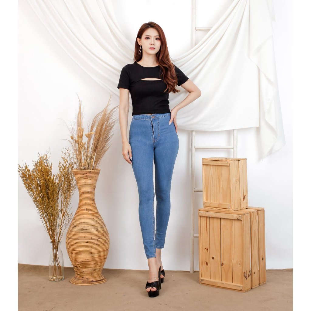 CASVINE JEANS CELANA JEANS HW HIGHWAIST HIWAIST TERMURAH DISHOPEE