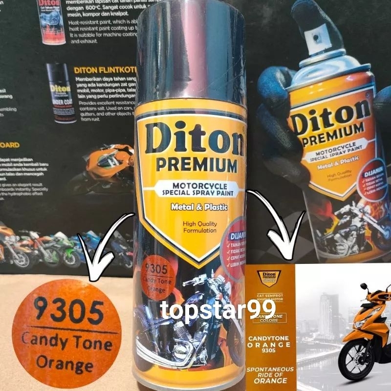 Diton Premium Pilox Pilok Cat Semprot Candy Tone Orange 9305 Candy Oren Candi 400cc