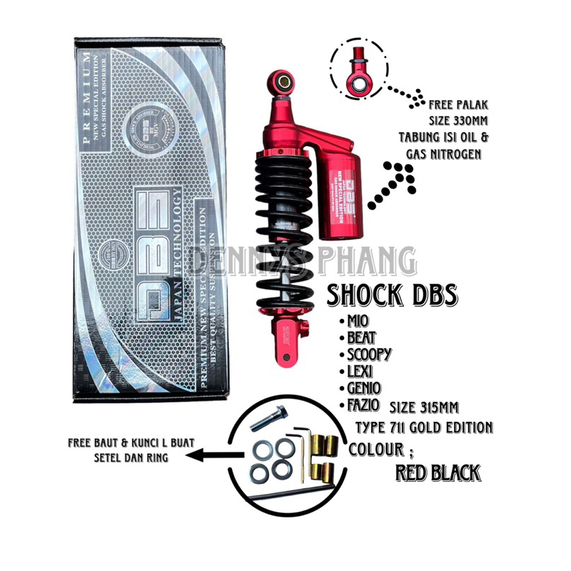 SHOCKBREAKER DBS ORIGINAL TYPE G-SPORT SERIES 711 TABUNG ATAS MATIC SINGLE SHOCK BEAT VARIO SCOOPY GENIO LEXI FINO MIO XEON X-RIDE SOUL FAZZIO MIO GEAR MIO J MIO M3 DLL / SHOCK TABUNG ATAS G-SPORT MATIC SINGLE SHOCK