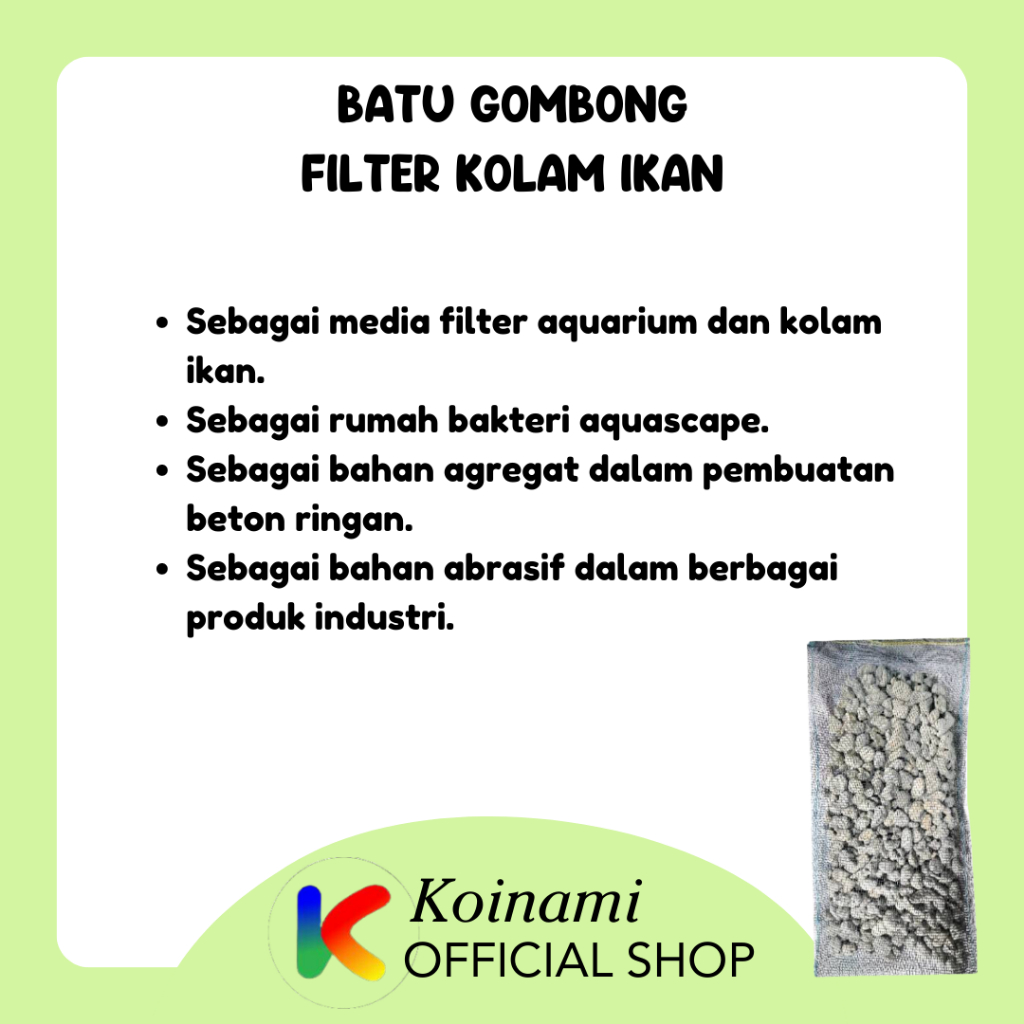 BATU APUNG isi 1kg / filter kolam ikan koi / saringan / penjernih aquarium / aqua scape / bakteri