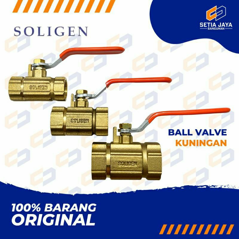 Stop Kran / Keran / Ball Valve Soligen Kuningan 1/2 / 3/4 / 1 Inch