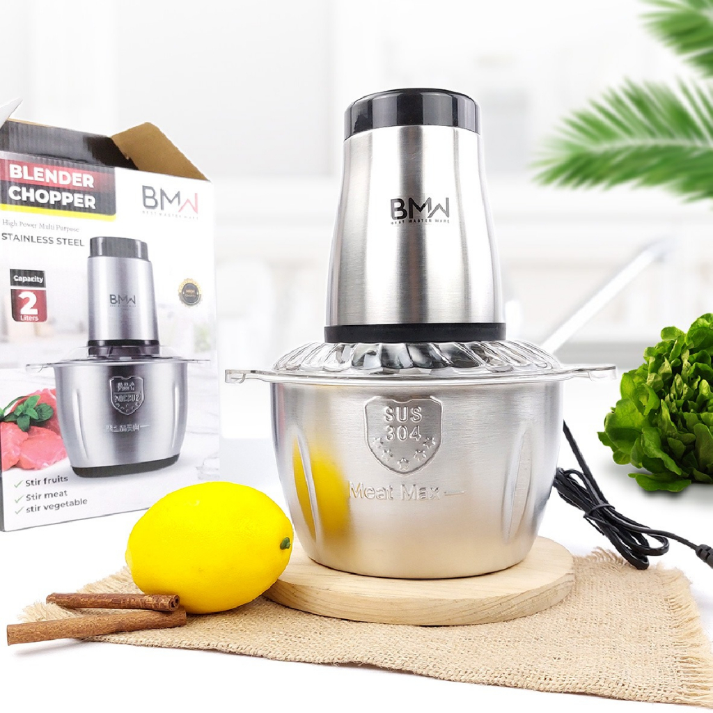 BMW Kitchen Ware - Food Chopper Stainless Steel Meat Grinder Food Processor 2L Blender Makanan Buah 