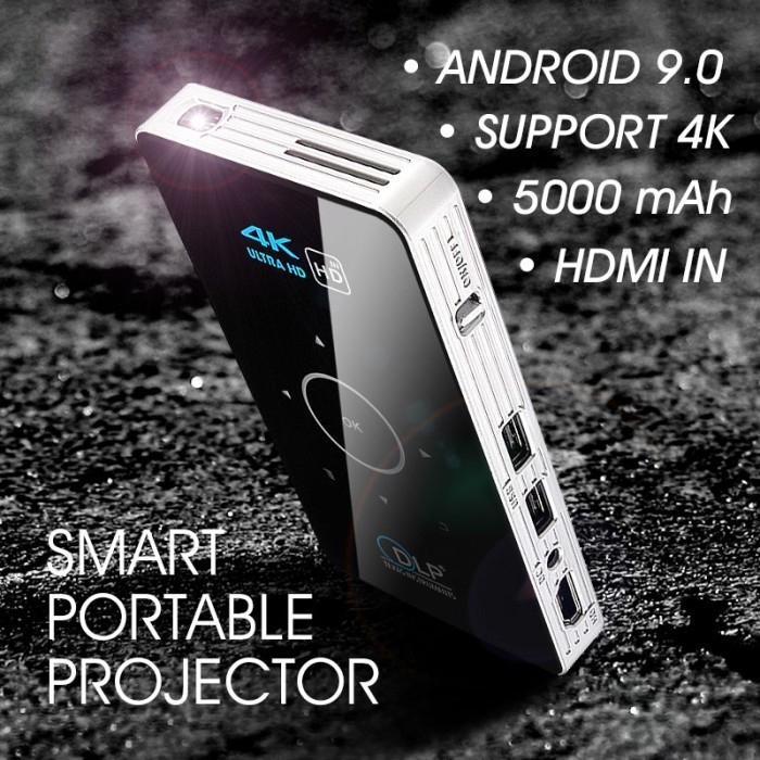 CSQ C6 DLP Projector / Mini Smart Proyektor RAM 2/32GB Android 9 Amlogic S905X 4CORE