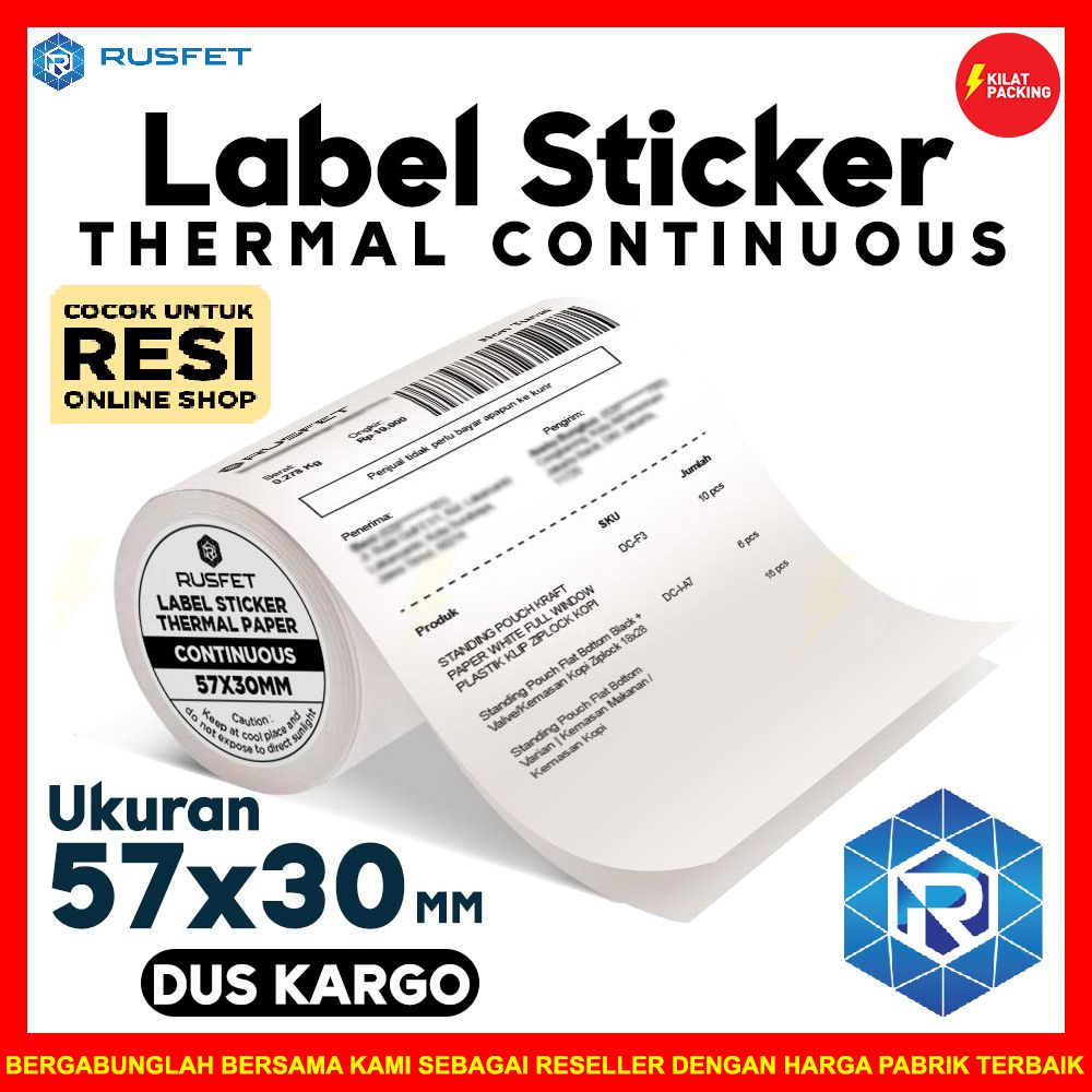 

Label sticker thermal continuous rusfet lebel 57x30 dus kargo