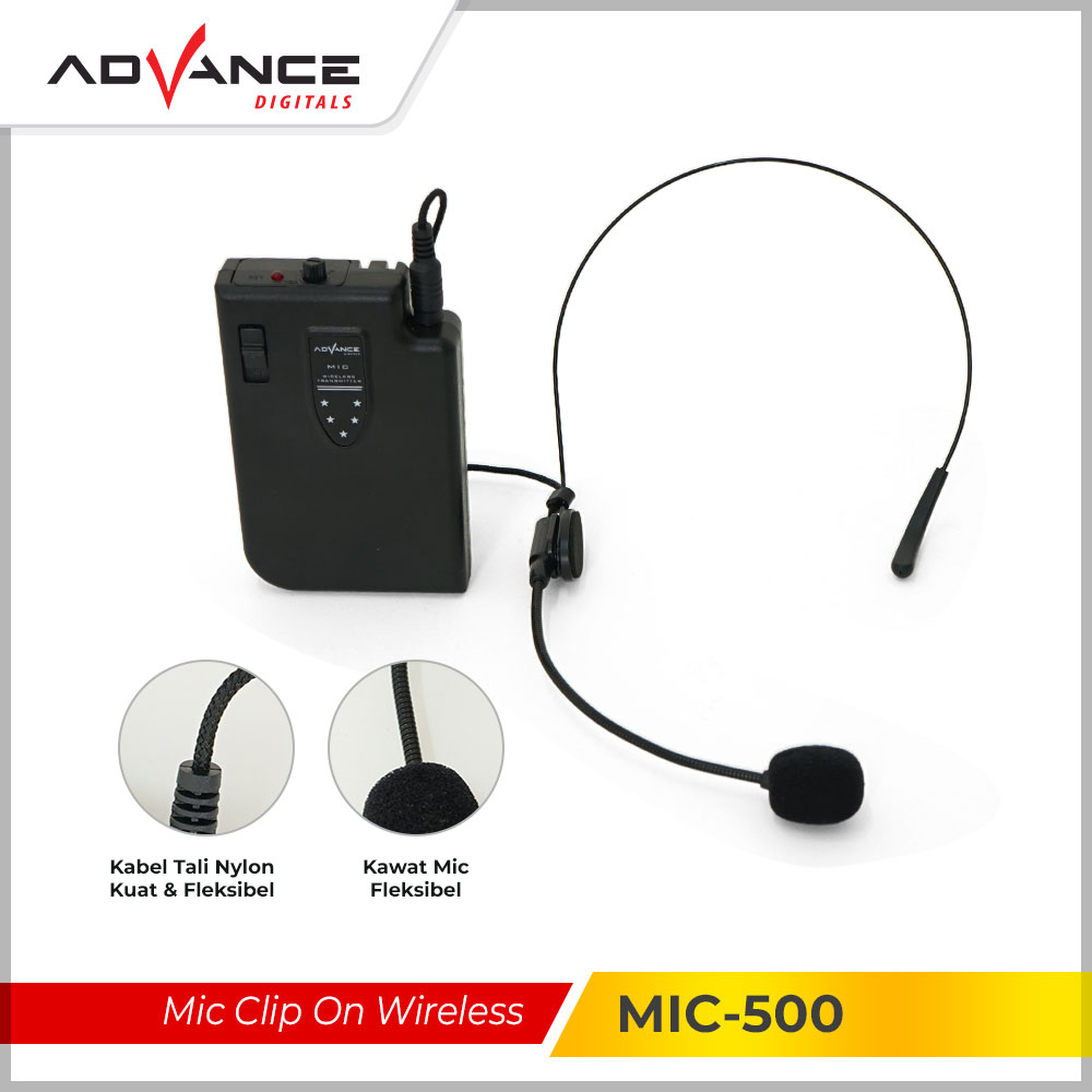 Clip on Advance Mic 500 Mic Bando Wireless Mic Clip On / Mikrofon Eksternal Bergaransi 1 Tahun