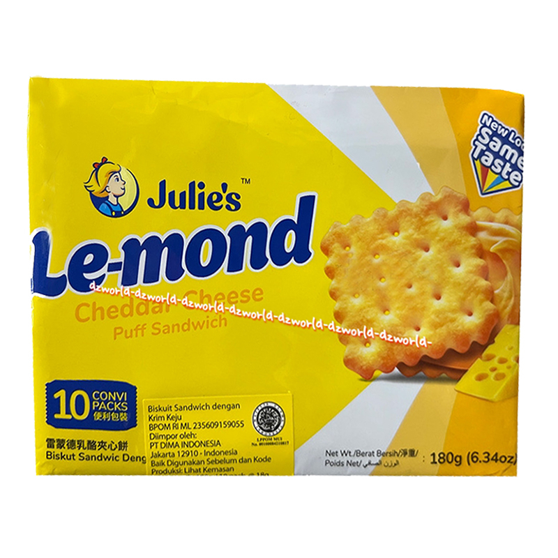 Julie's Le-mond 180gr Cheddar Cheese Puff Sandwich Biskuit Isi Keju Biscuit Berlapis Keju Lebaran Sand Wich Julies