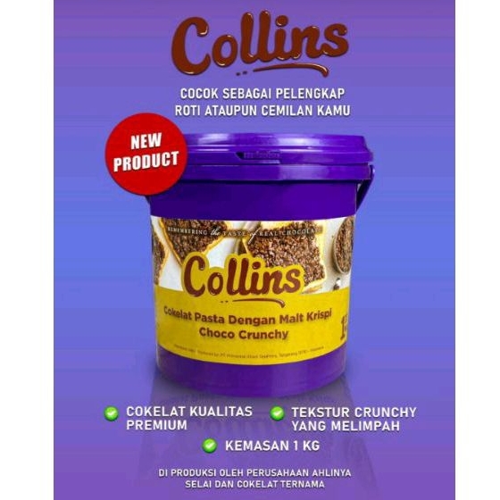 

XMASTER COLLINS CHOCO CRUNCHY 1KG / SELEI COLLINS COKLAT CRUNCHY 1KG BARU