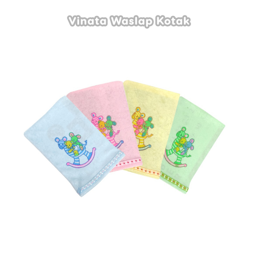 3PCS VINATA WASHLAP BAYI PERSEGI - WASLAP / LAP MANDI BAYI VINATA KOTAK ISI 3