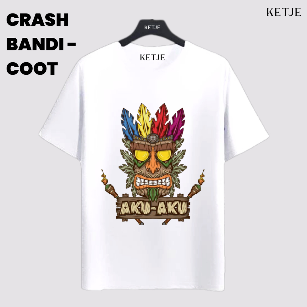 Kaos Crash Bandicoot - Aku Aku | Kaos Baju Distro Pria Wanita T-shirt Premium Unisex Crash Bandicoot