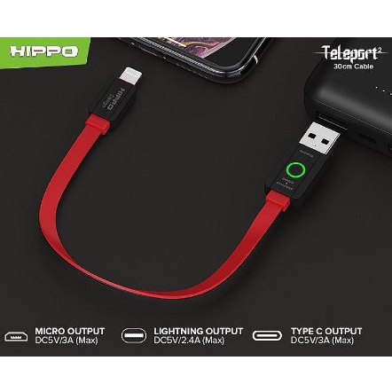 HIPPO KABEL DATA TELEPORT2 IPHONE TO C 30cm/USB TO IPHONE 30cm/USB TO IPHONE 120cm/USB TO TYPE-C 120cm/USB TO MICRO 120cm 2.4A