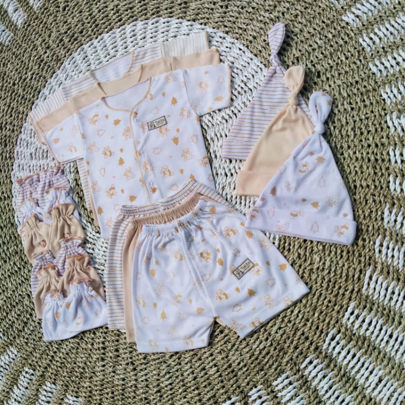 SET Lengkap Baju Bayi Baru Lahir Lengan Pendek Paket Newborn Seri Warna talitababywear