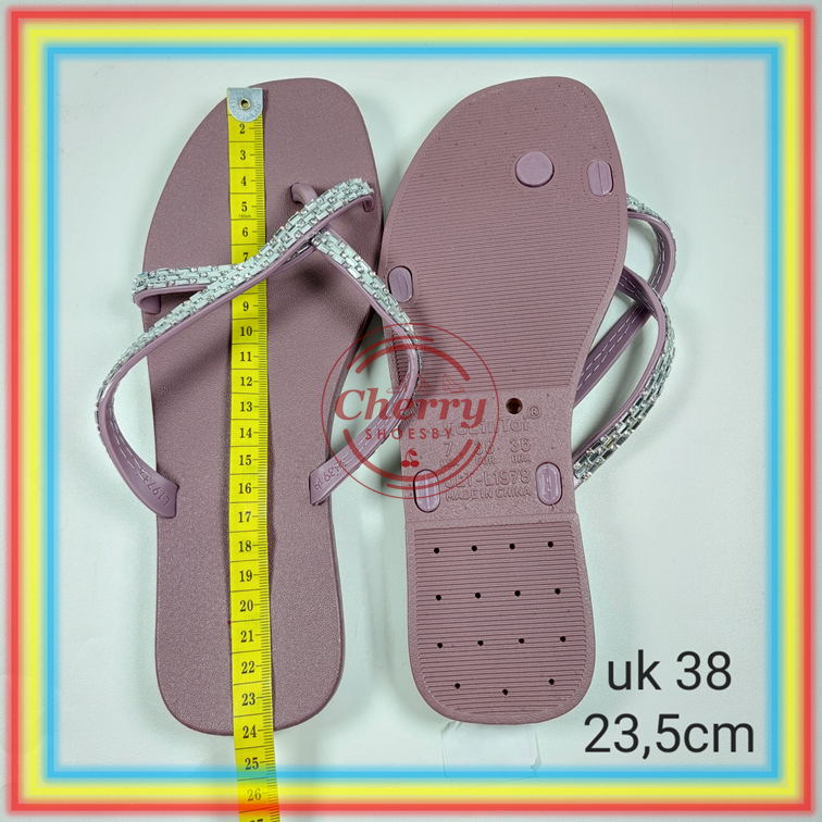 L1978-22 Sendal Jempol Wanita Glanzton Sandal Cewek Tali Kecil Gliter Elegen