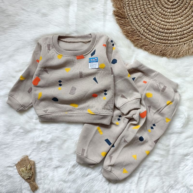 Setelan sweater bayi 3-12 bulan motif Bentuk