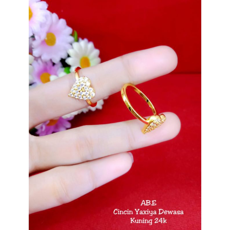 cincin bulat love zicron lapis emas 24k