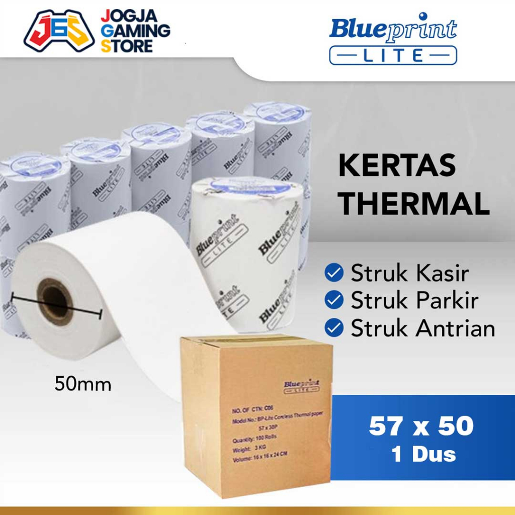 

Kertas Thermal Struk Kasir BLUEPRINT Lite 57x50 mm - 1 dus