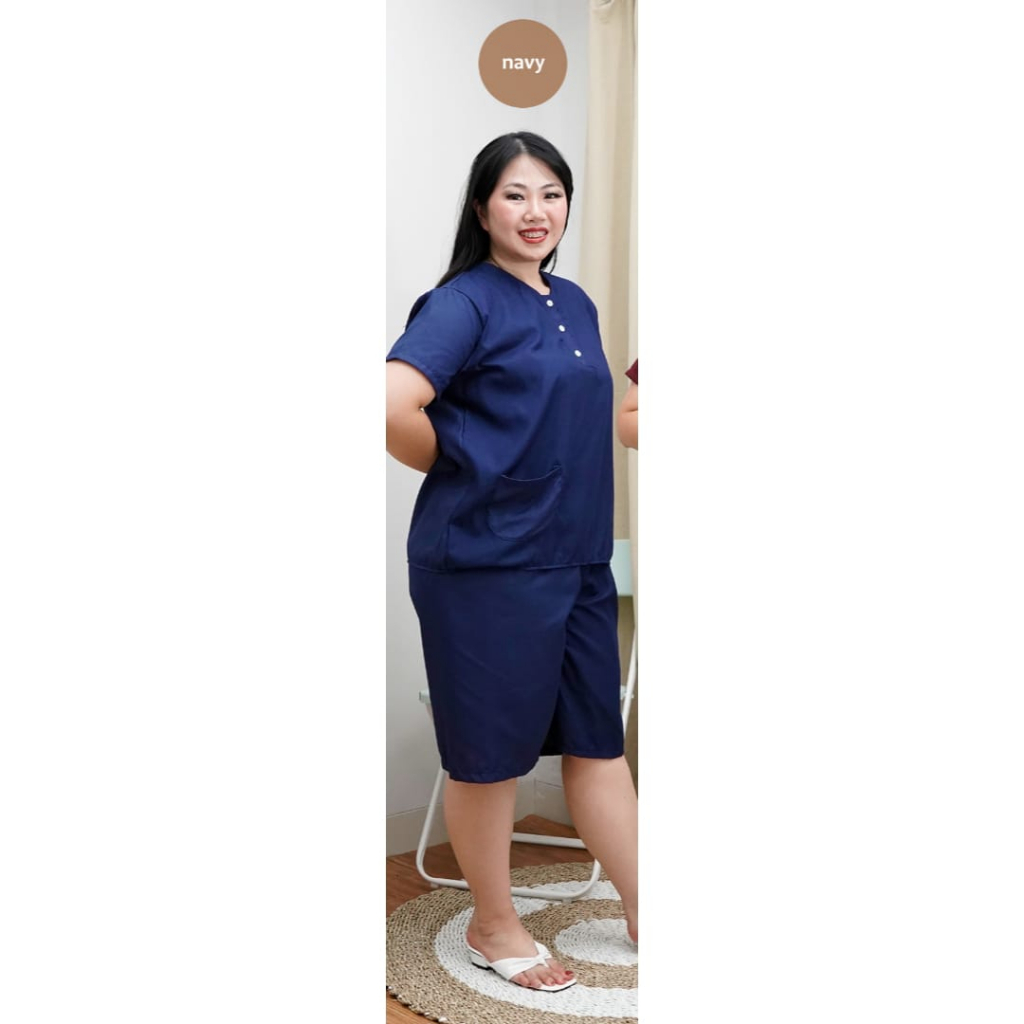 Trijaya . baju tidur wanita dewasa 3/4 jumbo / piyama setelan celana pendek jumbo XXL