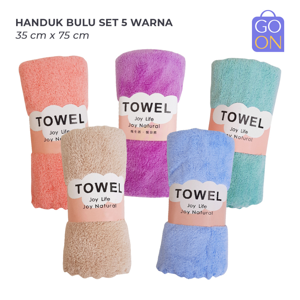 Handuk Bulu Set 5 Warna | 35 cm x 75 cm | Handuk Travel Bahan Halus