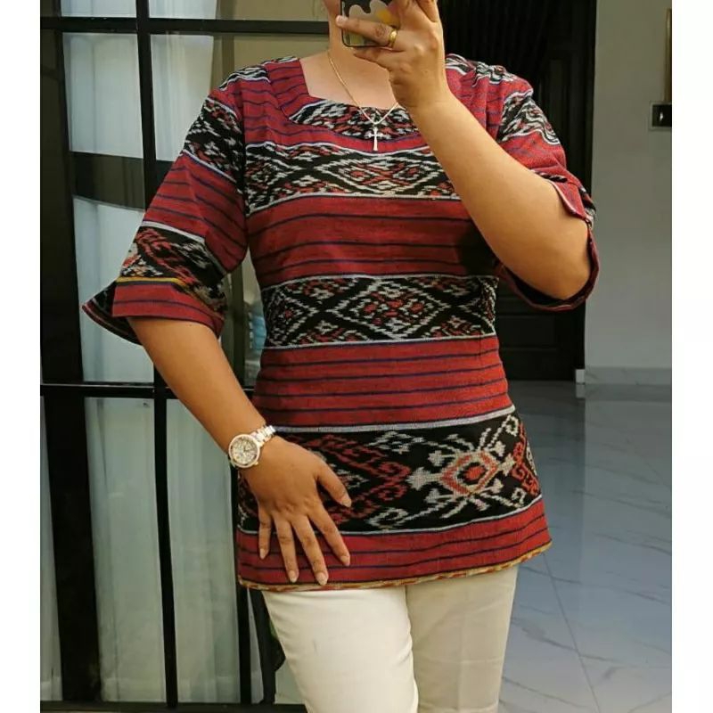 ATASAN BLOUSE TENUN WANITA, BAJU KERJA KANTOR
