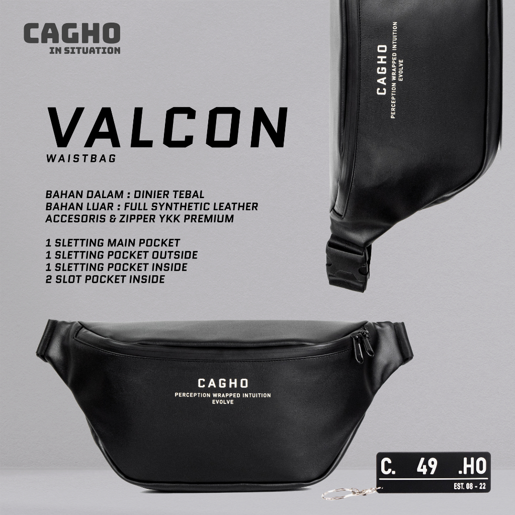 CAGHO I VALCON Waistbag I Waistbag Pria Wanita I Tas Pinggang I Tas Selempang I Slingbag Pria Waterproof