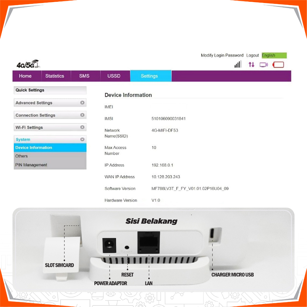 Router Wifi 4G AccesGo R4G4A- 01W 4 Antena All Operator