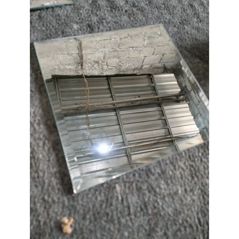 kaca cermin bevel 20x20 tebal 5 mili asli kaca bevel