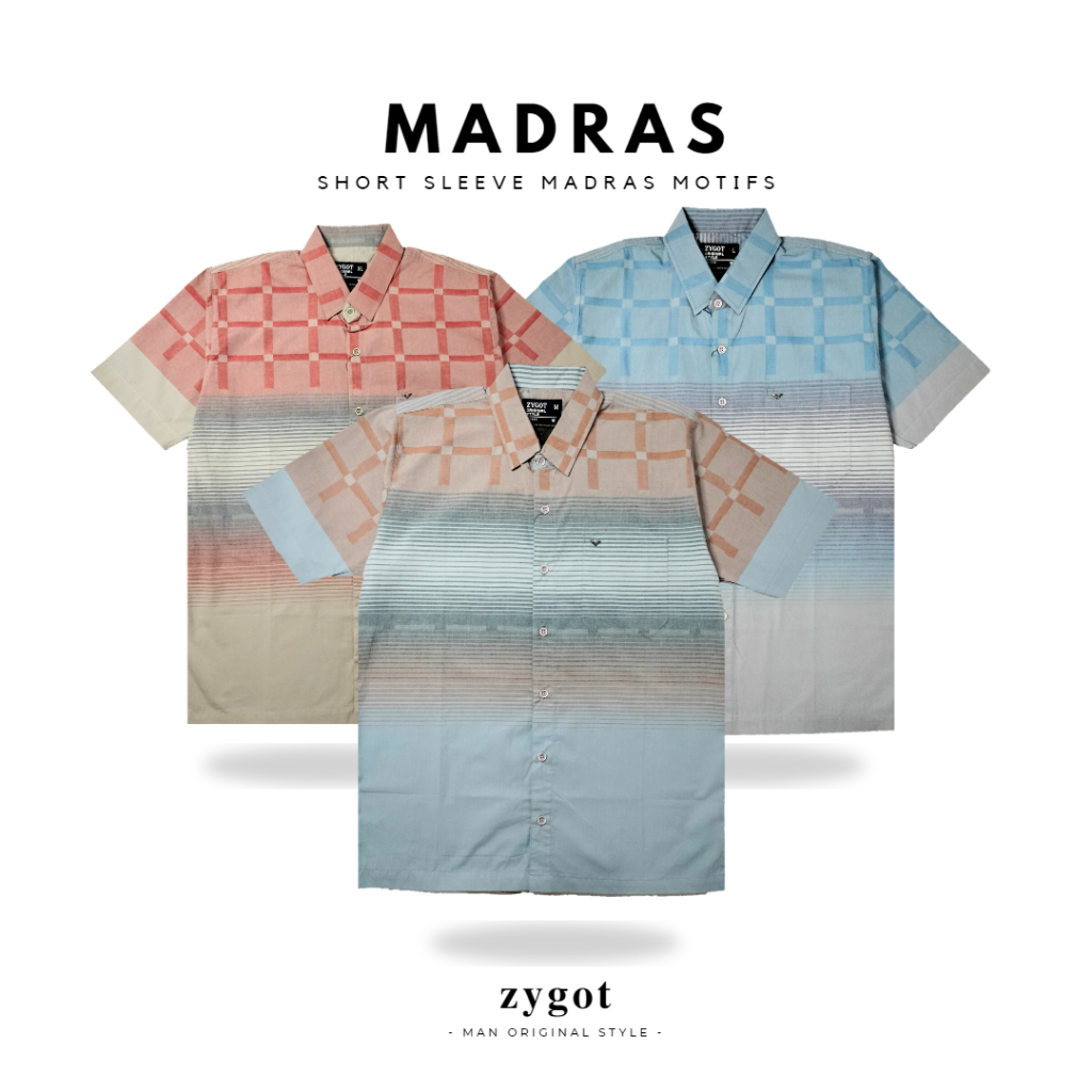 Kemeja Pria Dewasa Lengan Pendek Madras Series - By Zygot