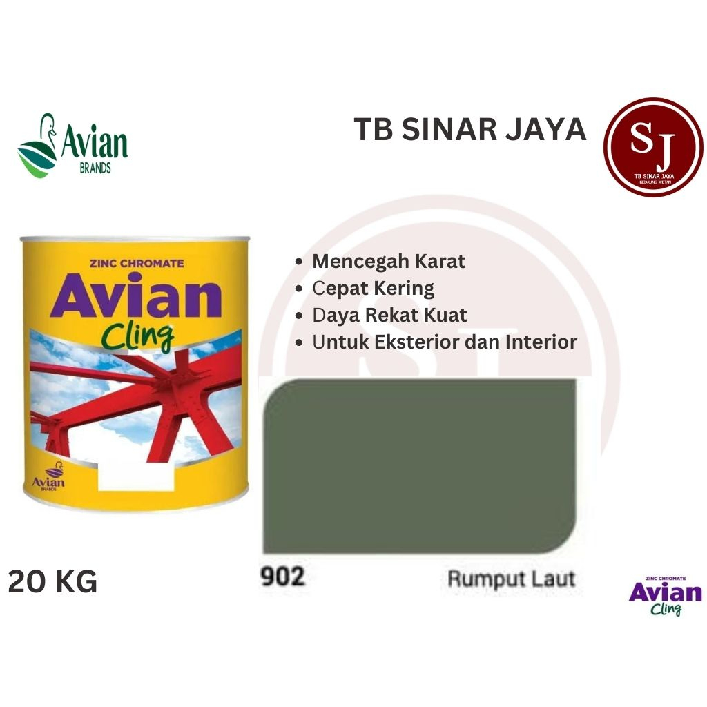 AVIAN CLING ZINC CHROMATE CAT DASAR BESI KEMASAN 20KG - 902 RUMPUT LAUT