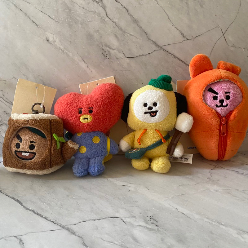 rare 100% Official BT21 green planet keyring chimmy shooky tata cooky NEW in the forest doll plush b