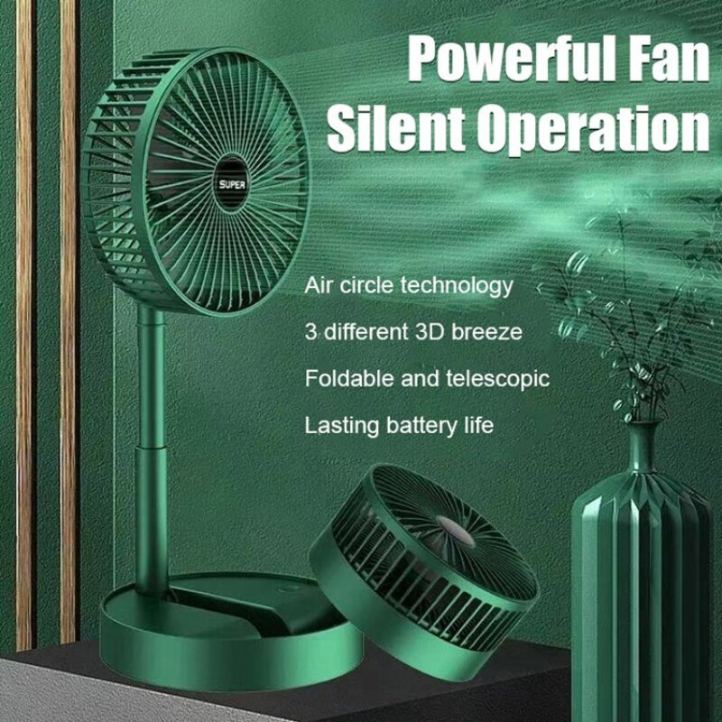 Kipas Lipat Mini Desktop Portabel 2000mah USB Rechargeable Stand Cooling Fan Lipat Meja