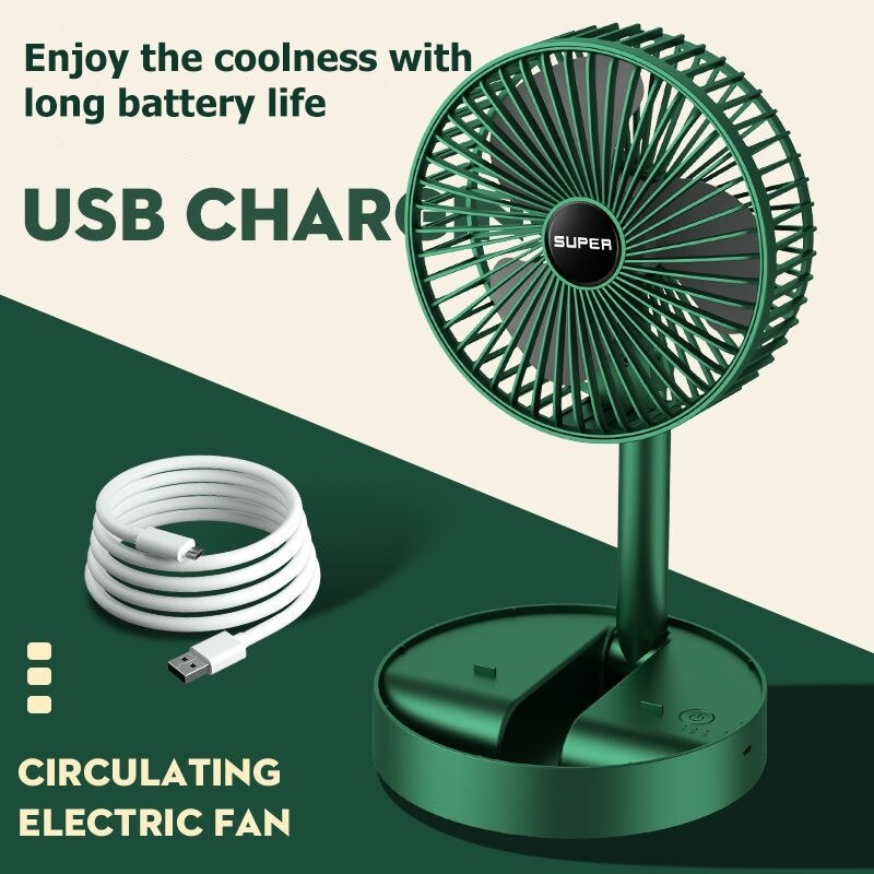 Kipas Lipat Mini Desktop Portabel 2000mah USB Rechargeable Stand Cooling Fan Lipat Meja