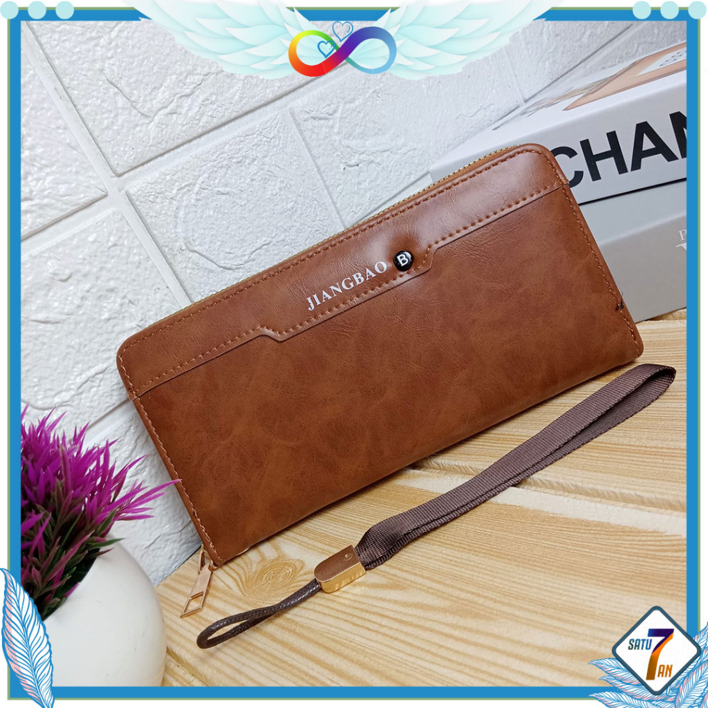 Dompet Panjang Pria Fashion Style Korea Kasual Dompet Clutch Cowok Zipper Men Wallet PU Satu7an D99