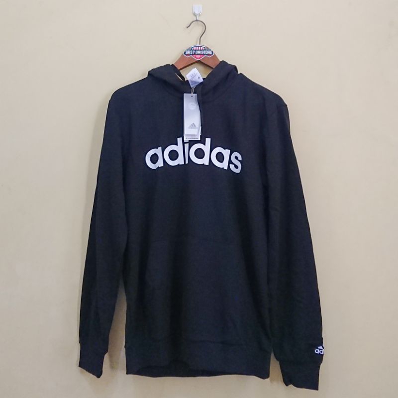 Adidas Essentials French Terry Linear Men's Logo Hoodie - Black
