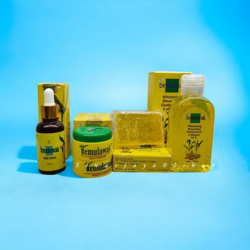 Paket Temulawak 5in1 Whitening Cream ( Siang Malam + Serum Esence + Toner + Sabun Tm Runny)
