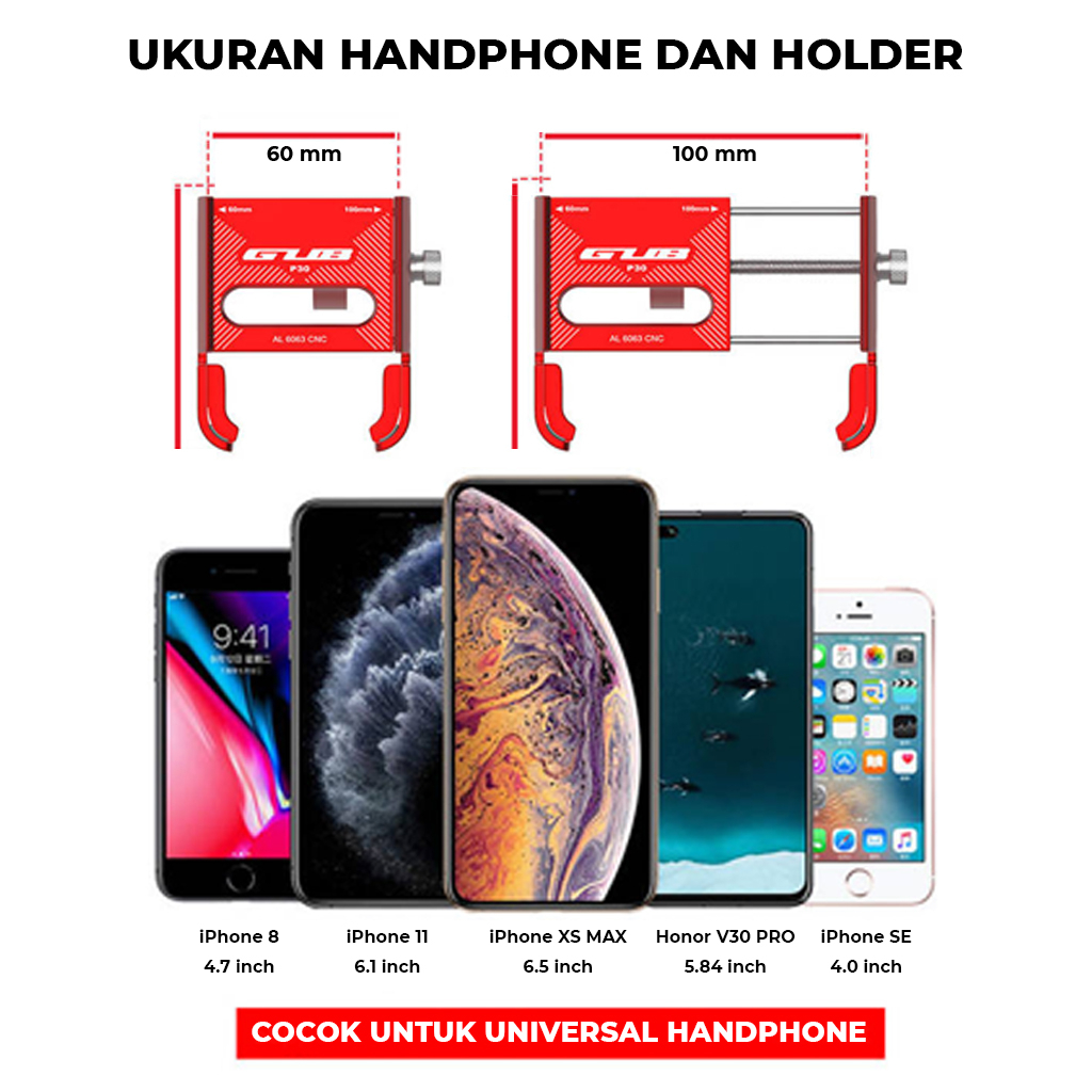 Holder Hp Motor Besi Stang GUB P30 Tempat Dudukan Penyangga Pegangan Handaphone Phone Stand Penahan Ponsel di sepeda kokoh kuat anti maling | GROSIRXPRESS