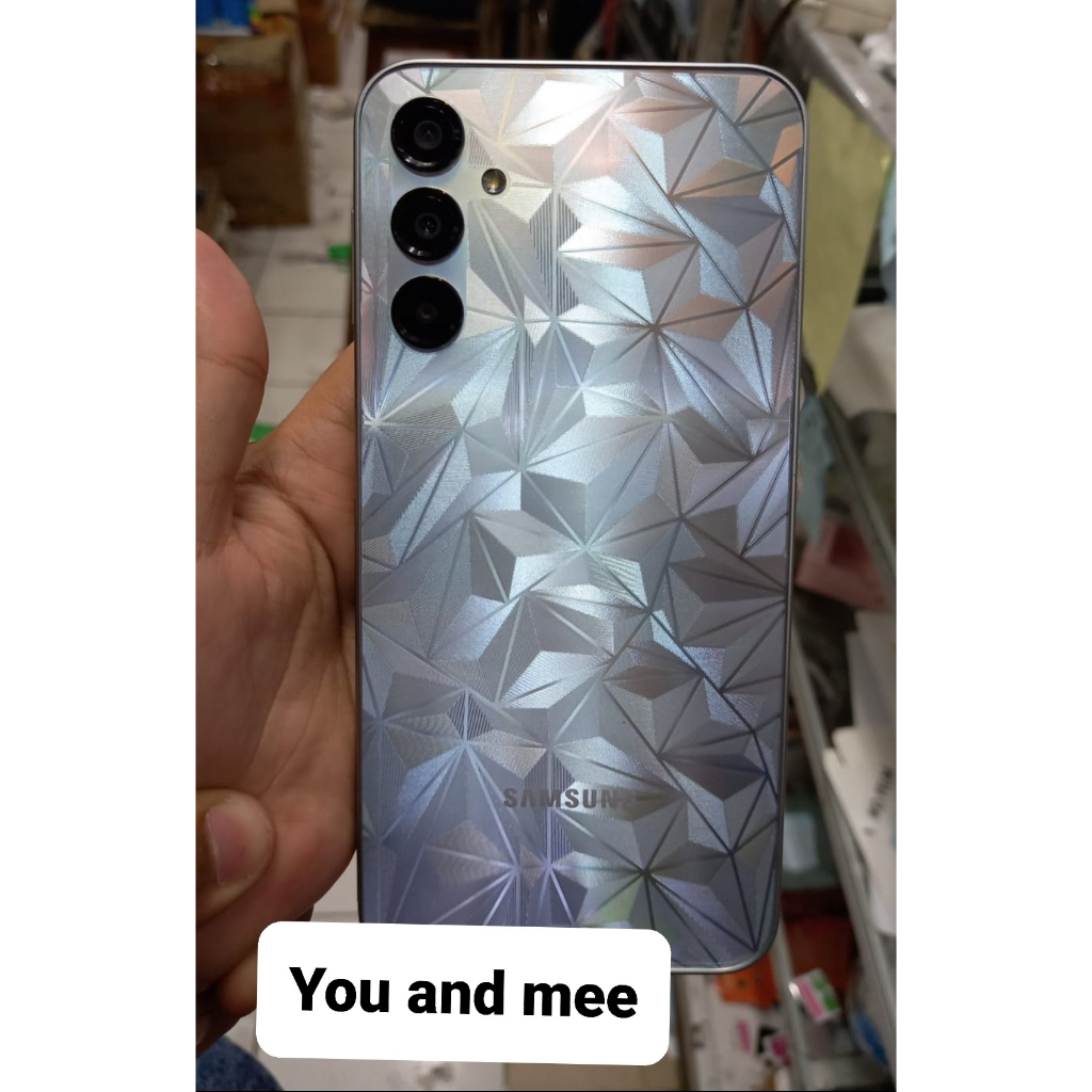 2023 !! 3D Skin DIAMOND Sticker Samsung A24 A54 5G A34 5G A14 5G M14 Garskin Stiker Diamond Anti Jamur Back Belakang A Gores Full Cover Bening Clear Putih Transparent Transparant Transparan White Model Embos Motif Daimond Diamonds Diamond 4D 4G S A 24 34