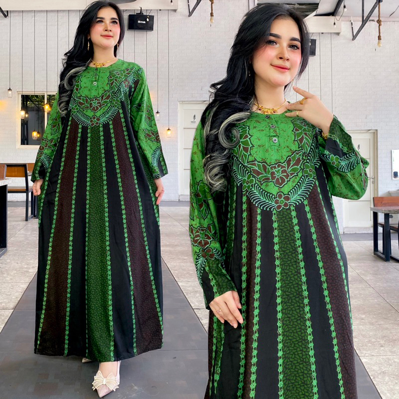 longdres syahrina lengan panjang kancing depan busui bumil murah adem