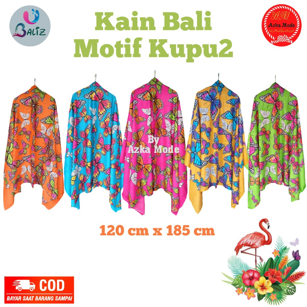 KAIN PANTAI - KAIN BALI MOTIF KUPU2 JUMBO RAYON TEBAL
