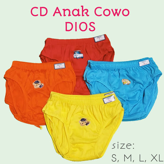 6 Pcs Celana Dalam Dios - CD Anak Laki Laki Polos - Motif Tengah Random Warna
