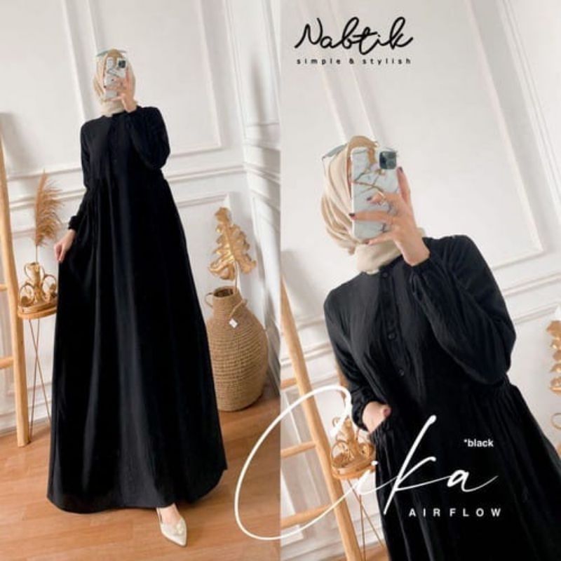 Cika dress/Hanum dress/gamis rayon/gamis cringkel/dress busui/gams polos/cod