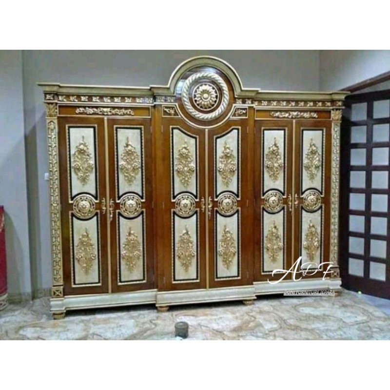 Almari pakaian Almari Pakaian Ukiran Lemari pintu 6 Kayu Jati