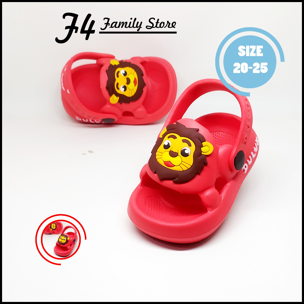 MD79 - Sendal Anak Laki Laki Baim Tali Belakang Usia 1 3 Tahun Motif Singa Lion Terbaru