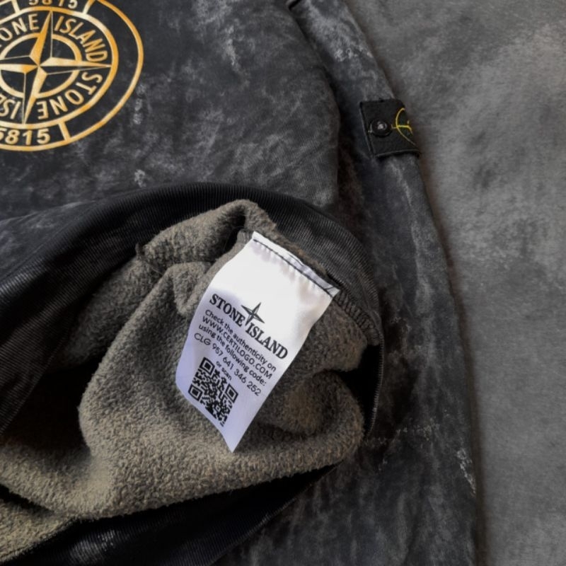 HOODIE JAKET SWEATER SANDWASH STONE ISLAND LOGO GOLD FULLTAG &amp; LABEL