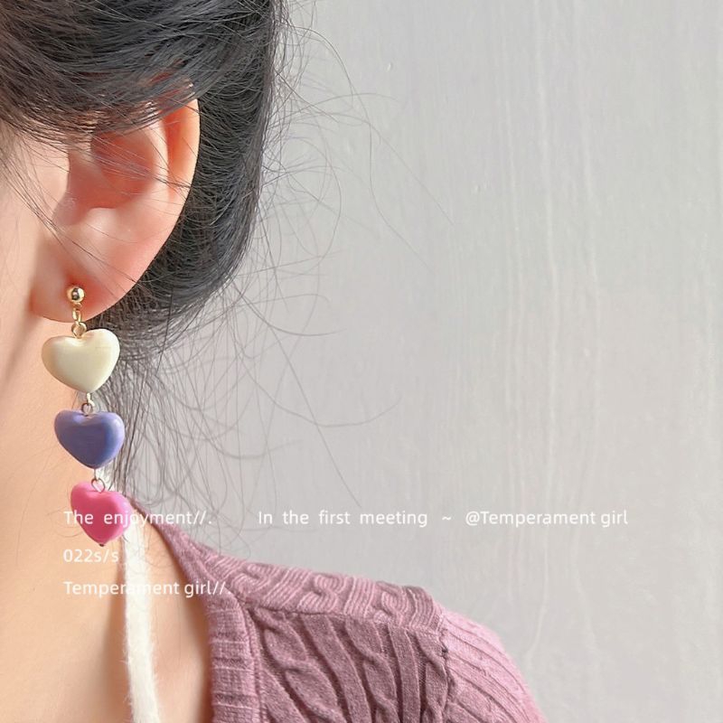 Anting Hijab Love Hati Warna Pastel Lucu