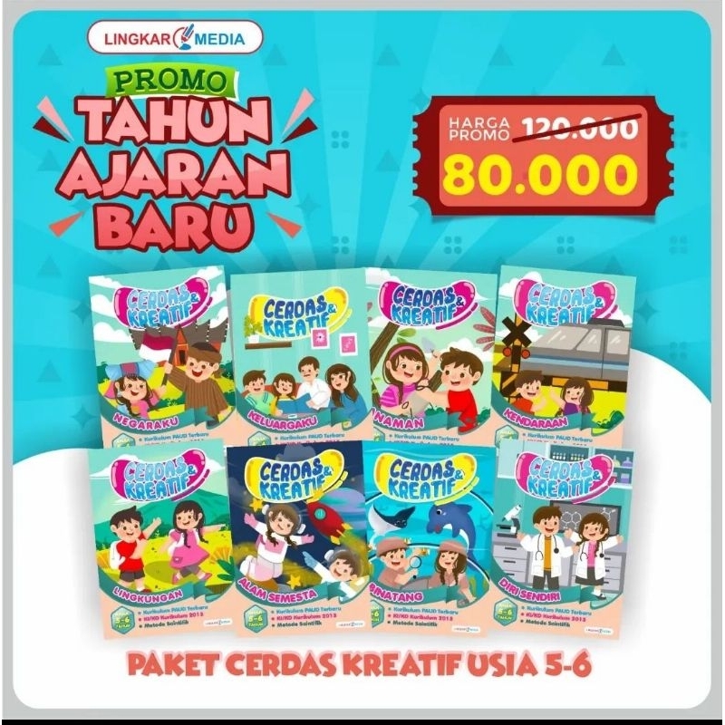 (set 8buku)buku paket tematik paud TK A/TK B busy book lks tk